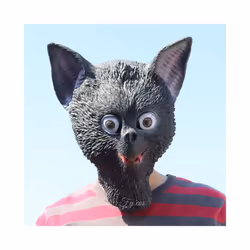 Bear Mask Mascara Latex Full Face Enhance Masquerade Cosplay Rave Funny - Bat mask