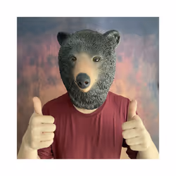 Bear Mask Mascara Latex Full Face Enhance Masquerade Cosplay Rave Funny - Bear Mask 1