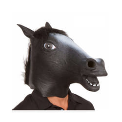 Cosplay Horse Head Mask Halloween Party Decoration Latex Animal Costume - black