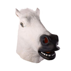 Cosplay Horse Head Mask Halloween Party Decoration Latex Animal Costume - white