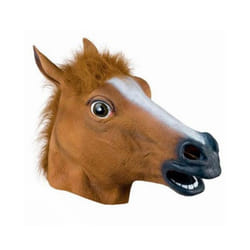 Cosplay Horse Head Mask Halloween Party Decoration Latex Animal Costume - brown