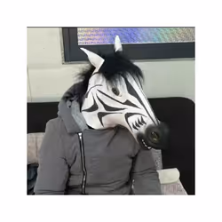 Cosplay Horse Head Mask Halloween Party Decoration Latex Animal Costume - Zebra