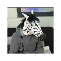 Cosplay Horse Head Mask Halloween Party Decoration Latex Animal Costume - Zebra