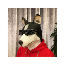 Cosplay Horse Head Mask Halloween Party Decoration Latex Animal Costume - Husky