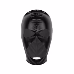 Unisex Latex Face Mask Bronzing Cloth Open Mouth and Eye Glued Head Cover - Black 1
