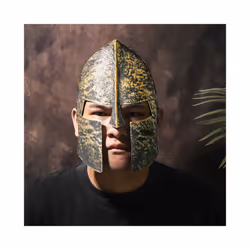 Adult Plastic Spartan Knight Helmet Sparta Mask Ancient Greek Roman Warrior - Gold