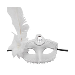 Costume Lady Mask Feather Sexy Halloween Mask Masquerade Half Face Mask - White