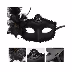 Costume Lady Mask Feather Sexy Halloween Mask Masquerade Half Face Mask - White