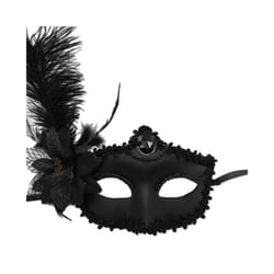Costume Lady Mask Feather Sexy Halloween Mask Masquerade Half Face Mask - Black
