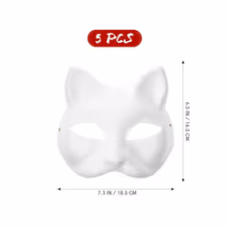 5/10pcs Unpainted Masquerade Masks Blank Paper Masks Halloween Cat Masks - 6pcs
