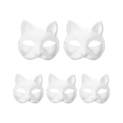 5/10pcs Unpainted Masquerade Masks Blank Paper Masks Halloween Cat Masks - White