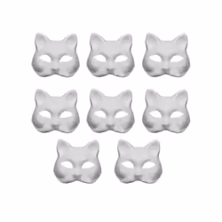 5/10pcs Unpainted Masquerade Masks Blank Paper Masks Halloween Cat Masks - 8pcs