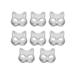 5/10pcs Unpainted Masquerade Masks Blank Paper Masks Halloween Cat Masks - 8pcs