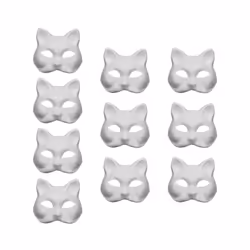 5/10pcs Unpainted Masquerade Masks Blank Paper Masks Halloween Cat Masks - 10pcs