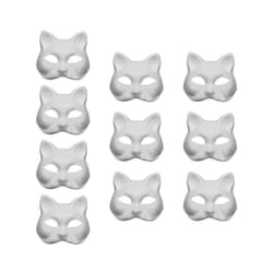 5/10pcs Unpainted Masquerade Masks Blank Paper Masks Halloween Cat Masks - 10pcs