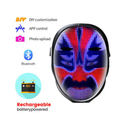 Halloween mask LED Bluetooth RGB Light Up Display Party DIY Photo Editing - Bluetooth Chargeble