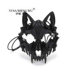 Skull Face Cosplay Anime Mask Horror Game Y2k Accessories Set For Adult - BlackA