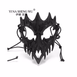 Skull Face Cosplay Anime Mask Horror Game Y2k Accessories Set For Adult - BlackE