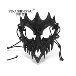 Skull Face Cosplay Anime Mask Horror Game Y2k Accessories Set For Adult - BlackE