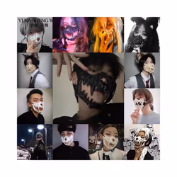 Skull Face Cosplay Anime Mask Horror Game Y2k Accessories Set For Adult - BlackE