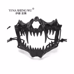 Skull Face Cosplay Anime Mask Horror Game Y2k Accessories Set For Adult - BlackF