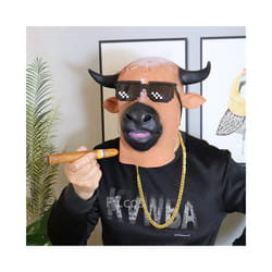 Raptor Mask with Fur Original Furri Dragon Dinosaur Head Latex Mascara - Bull mask