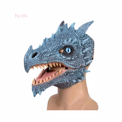 Raptor Mask with Fur Original Furri Dragon Dinosaur Head Latex Mascara - Dinosaur mask A