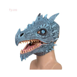 Raptor Mask with Fur Original Furri Dragon Dinosaur Head Latex Mascara - Dinosaur mask A
