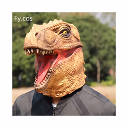 Raptor Mask with Fur Original Furri Dragon Dinosaur Head Latex Mascara - Dinosaur mask C