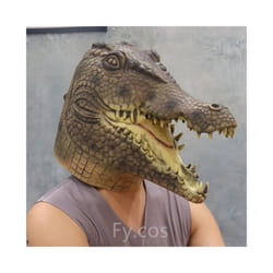 Raptor Mask with Fur Original Furri Dragon Dinosaur Head Latex Mascara - Crocodile mask