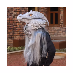 Raptor Mask with Fur Original Furri Dragon Dinosaur Head Latex Mascara - Dragon mask