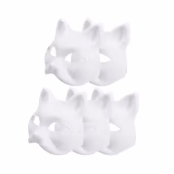 5/1PCS Masks Cat Masked Ball Mask Diy White Blank Cosplay Face Halloween - White-5Pcs