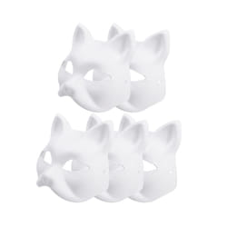 5/1PCS Masks Cat Masked Ball Mask Diy White Blank Cosplay Face Halloween - White-5Pcs