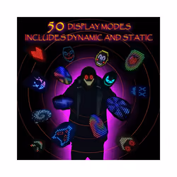 LED Illuminated Mask with Bluetooth Programmable Diy Personalized Party - No Bluetooth