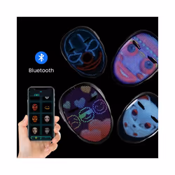 LED Illuminated Mask with Bluetooth Programmable Diy Personalized Party - No Bluetooth