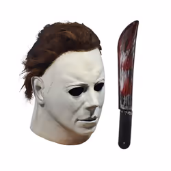 Michael Myers Figurine Mask for Men Latex Mascara Horror Disguise Man - mask and Knife B