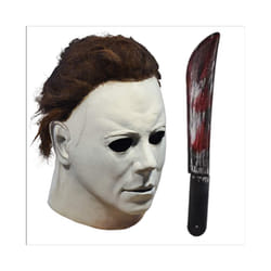Michael Myers Figurine Mask for Men Latex Mascara Horror Disguise Man - mask and Knife B