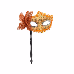 Masquerade Mask with Holding Stick Halloween Party Mask Shiny Sequins - OR