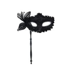 Masquerade Mask with Holding Stick Halloween Party Mask Shiny Sequins - BK