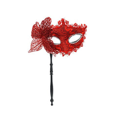 Masquerade Mask with Holding Stick Halloween Party Mask Shiny Sequins - R
