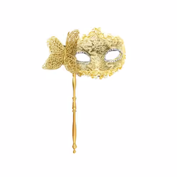 Masquerade Mask with Holding Stick Halloween Party Mask Shiny Sequins - GD