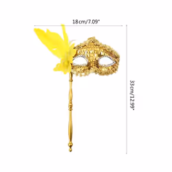 Masquerade Mask with Holding Stick Halloween Party Mask Shiny Sequins - GD