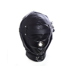 Couple Adult Cosplay Games PU Leather Mask Hood Halloween Party Bondage - A