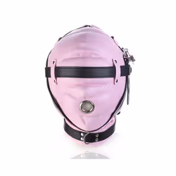 Couple Adult Cosplay Games PU Leather Mask Hood Halloween Party Bondage - B