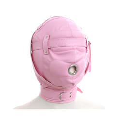 Couple Adult Cosplay Games PU Leather Mask Hood Halloween Party Bondage - D