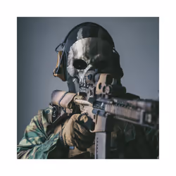 Unisex Horror Skull Mask Ghost Call of Duty Latex Headgear Helmet Cosplay - F