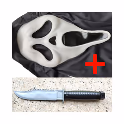 Halloween Mask Scary Ghost Face Latex Mask Horror Killer Full Head Masks - Mask plus knife B