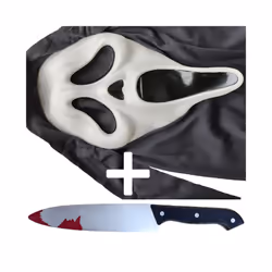 Halloween Mask Scary Ghost Face Latex Mask Horror Killer Full Head Masks - Mask plus knife A