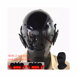 Punk Mask Cosplay for Men, Cosplay Halloween Mask Fit Party Music Festival - Red light