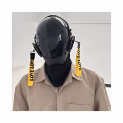 Punk Mask Cosplay for Men, Cosplay Halloween Mask Fit Party Music Festival - Red light